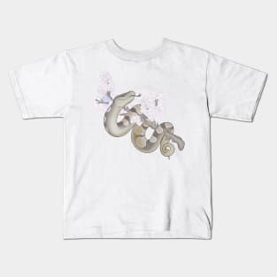 White Sakura Ball Python: Pewter Kids T-Shirt